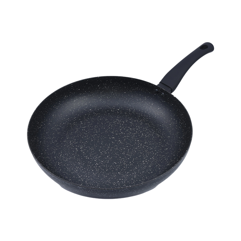 Puristettu alumiininen keittoastiasetti mustalla marmorilla tarttumattomalla pinnoitteella