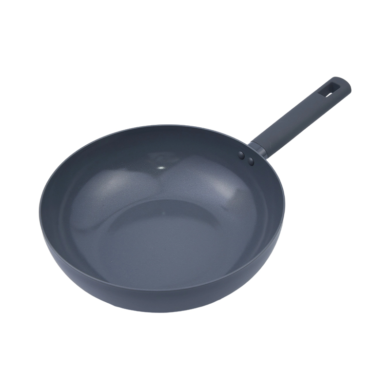 Puristettu alumiini wok musta marmori